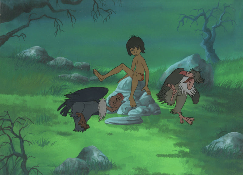 The Jungle Book Original Production Cel: Mowgli, Buzzie, Dizzy (Framed)