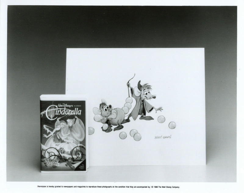 Disney Publicity Photo (1988): Cinderella VHS and Drawing