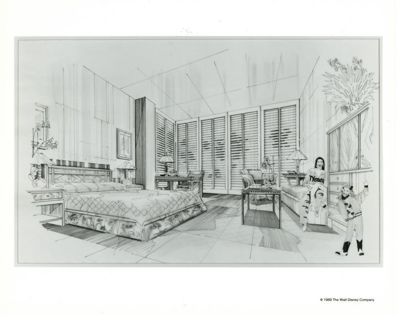Disney Publicity Photo (1989): Disneyland Hotel Guest Room