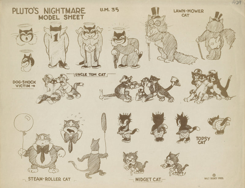 Pluto's Judgement Day Original Stat Model Sheet: Cat Designs