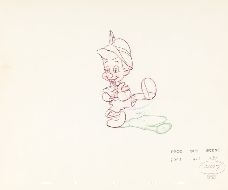 Pinocchio Original Production Drawing from I Got No Strings Sequence: Pinocchio