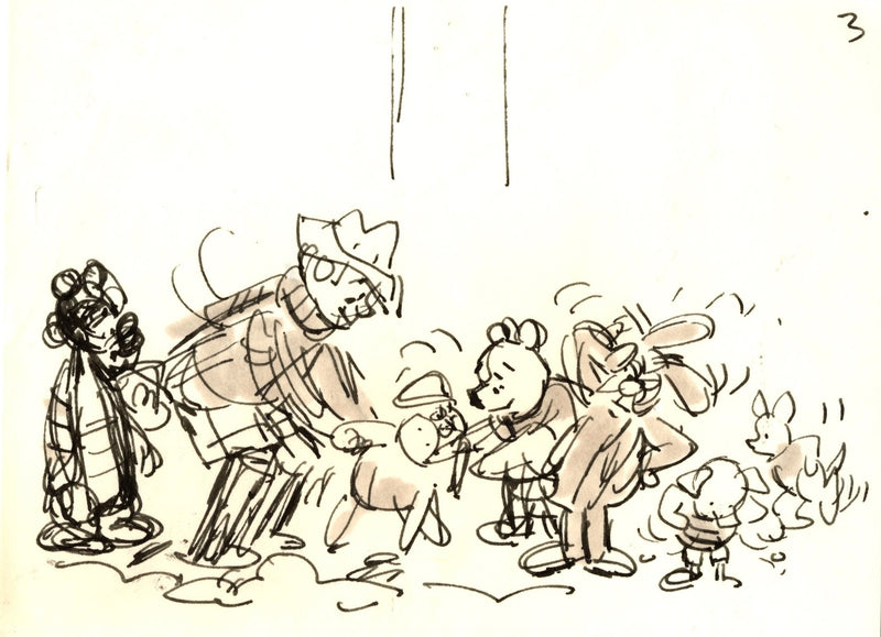 Winnie the Pooh and Tigger Too, Original Storyboard: Tigger, Christopher Robin, Eeyore, Pooh, Piglet, Roo, Rabbit