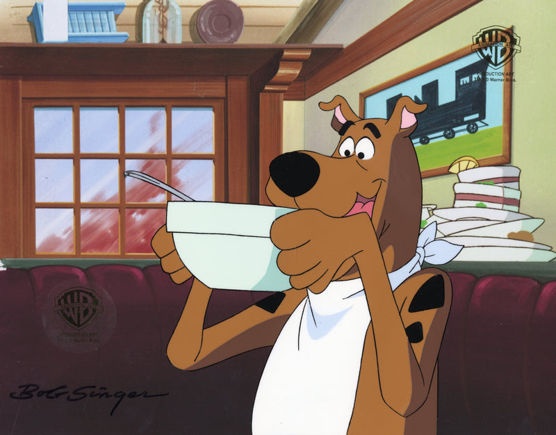 Scooby Doo and the Witch's Ghost Original Production Cel with Matching Drawing Signed by Bob Singer: Scooby