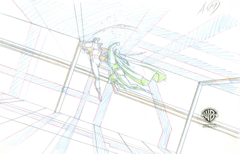 Justice League Unlimited Original Production Drawing: Superman, Shazam