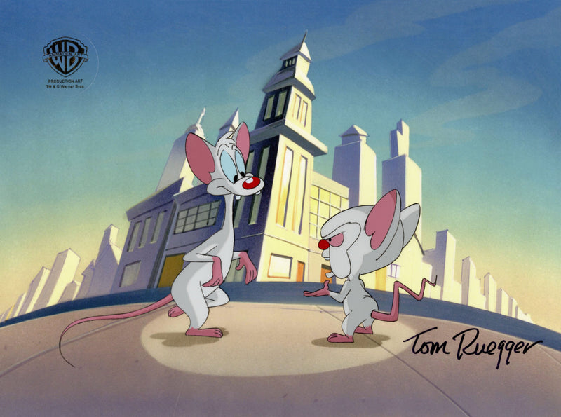 Pinky And The Brain Original Production Cel Signed by Tom Ruegger: Pinky, Brain