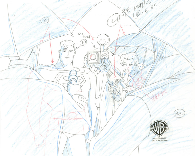 Superman The Animated Series Original Production Drawing: Superman