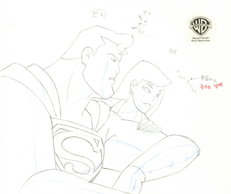 Superman The Animated Series Original Production Drawing: Superman, Lois Lane