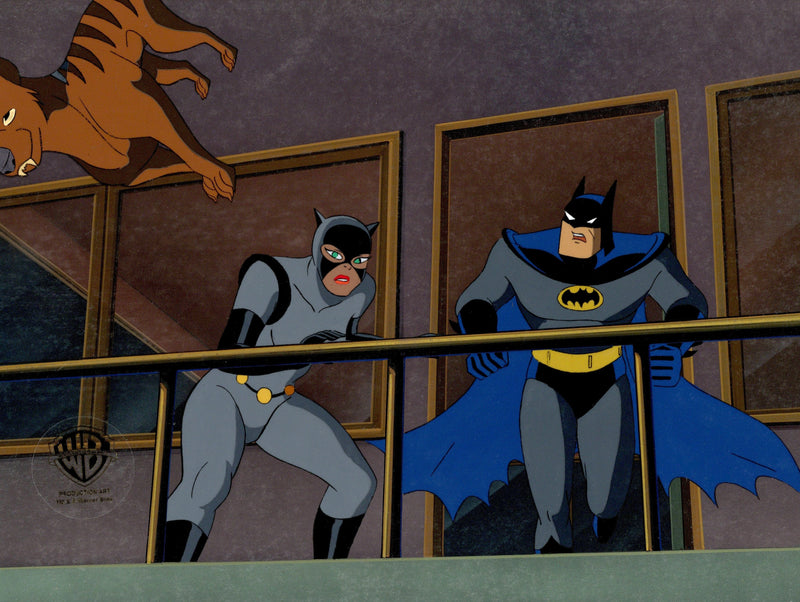 Batman The Animated Series Original Production Cel On Original Background: Batman, Catwoman