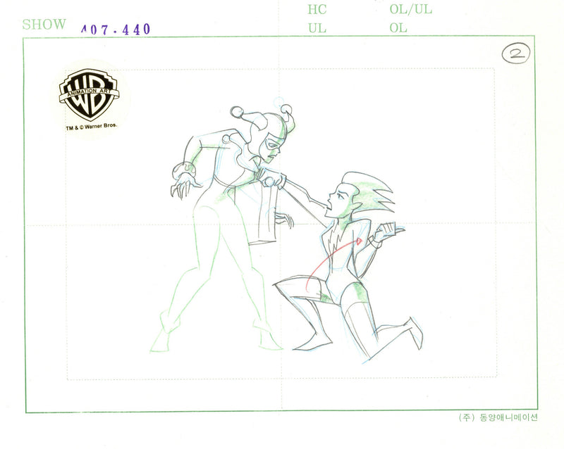 The New Batman Adventures Original Production Drawing: Harley Quinn, Livewire