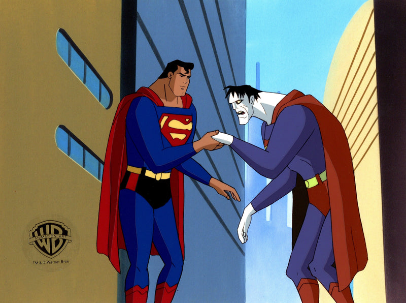 Superman The Animated Series Original Production Cel with Matching Drawing: Superman, Bizarro