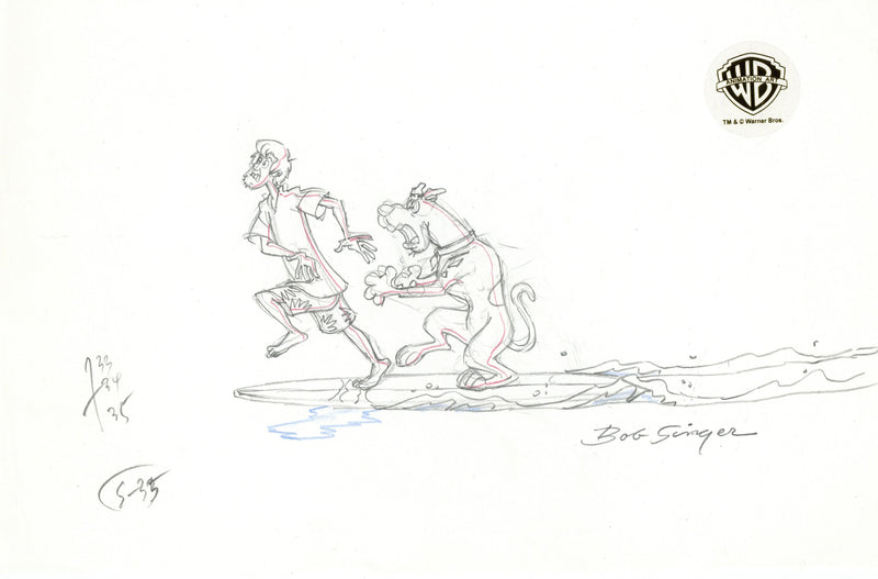 What's New, Scooby-Doo? Original Production Drawing Signed by Bob Singer: Shaggy, Scooby
