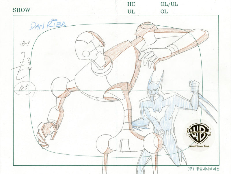 Batman Beyond Original Production Drawing Signed by Dan Riba: Batman, Synthoid
