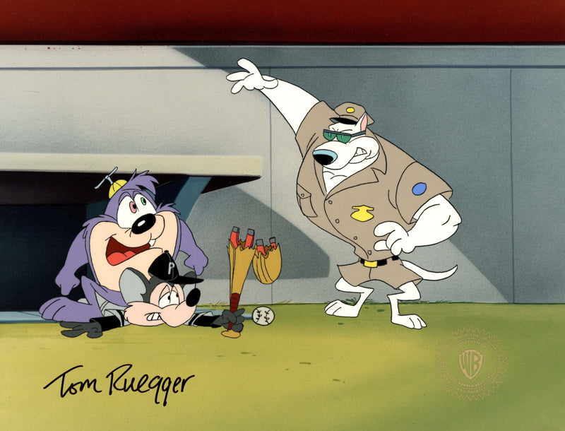 Tiny Toon Adventures Original Production Cel Signed by Tom Ruegger: Dizzy, Roderick, Arnold