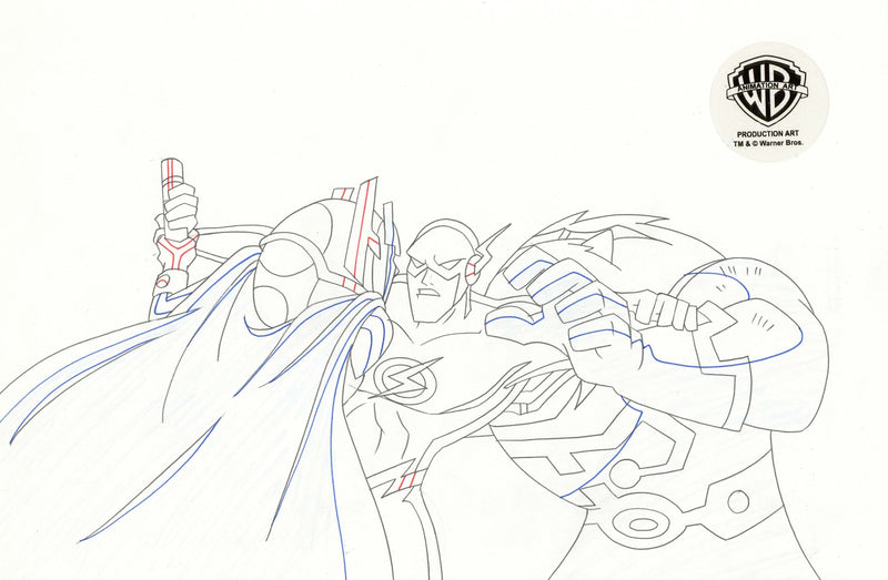 Justice League Unlimited Original Production Drawing: Flash, Big Barda, Kalibak