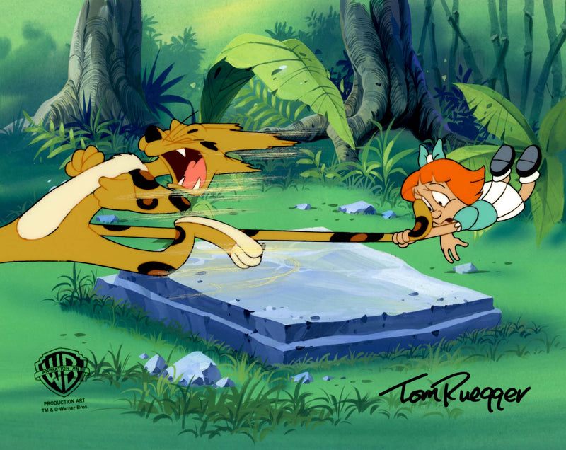 Tiny Toons Original Production Cel on Original Background Signed by Tom Ruegger: Elmyra Duff