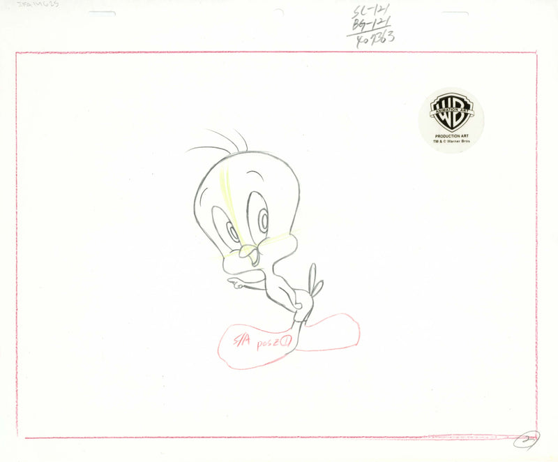 Sylvester and Tweety Mysteries Original Production Drawing: Tweety Bird