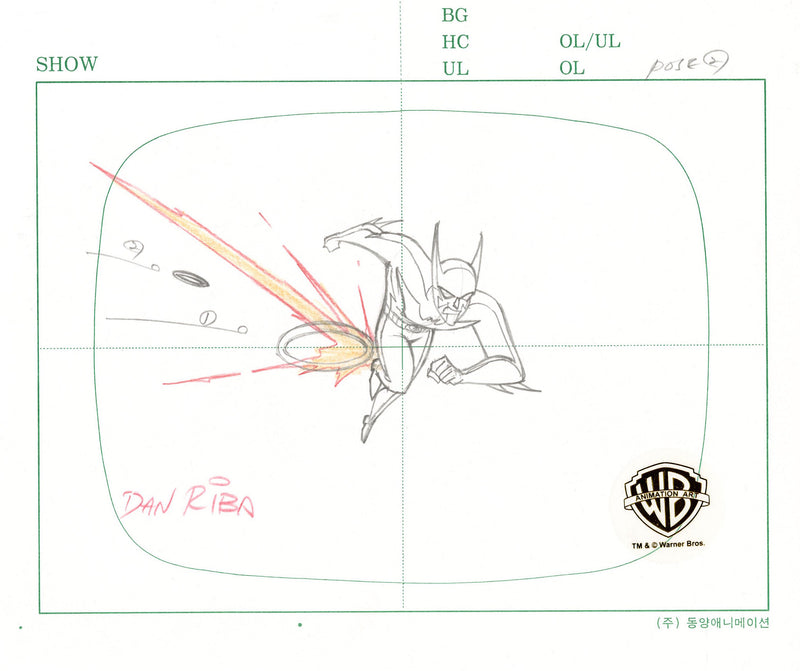 Batman Beyond Original Production Drawing Signed by Dan Riba: Batman