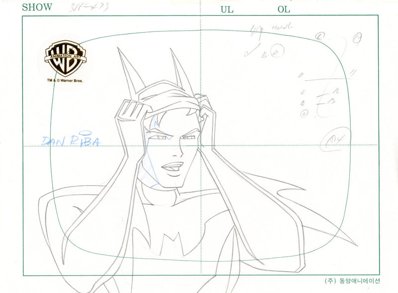 Batman Beyond Original Production Drawing Signed by Dan Riba: Batman