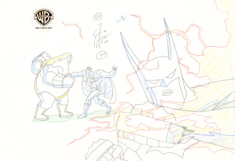 Justice League Unlimited Original Production Drawing: Batman, Superman, Black Mass