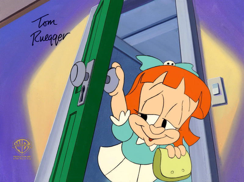 Tiny Toons Original Production Cel on Original Background Signed by Tom Ruegger: Elmyra Duff