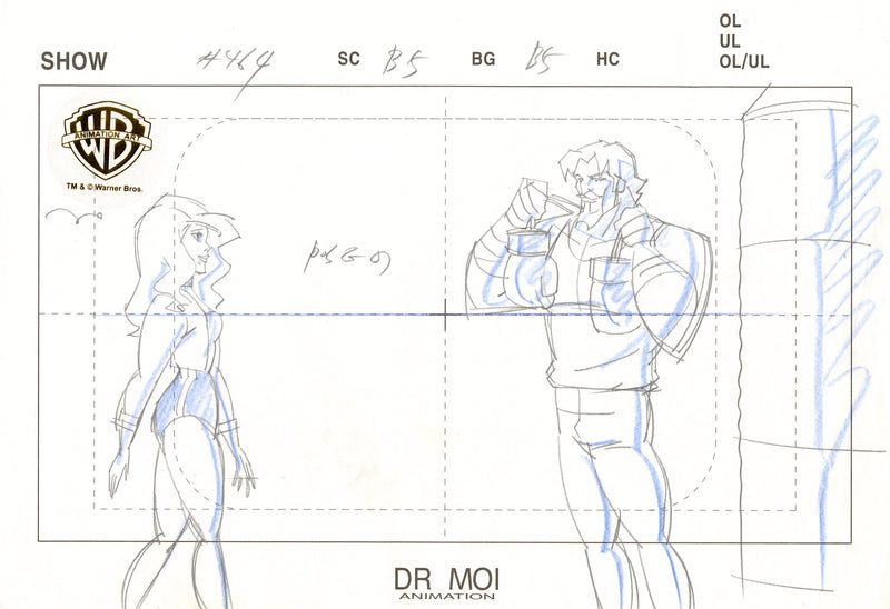 Justice League Unlimited Original Production Drawing: Black Canary and Green Arrow
