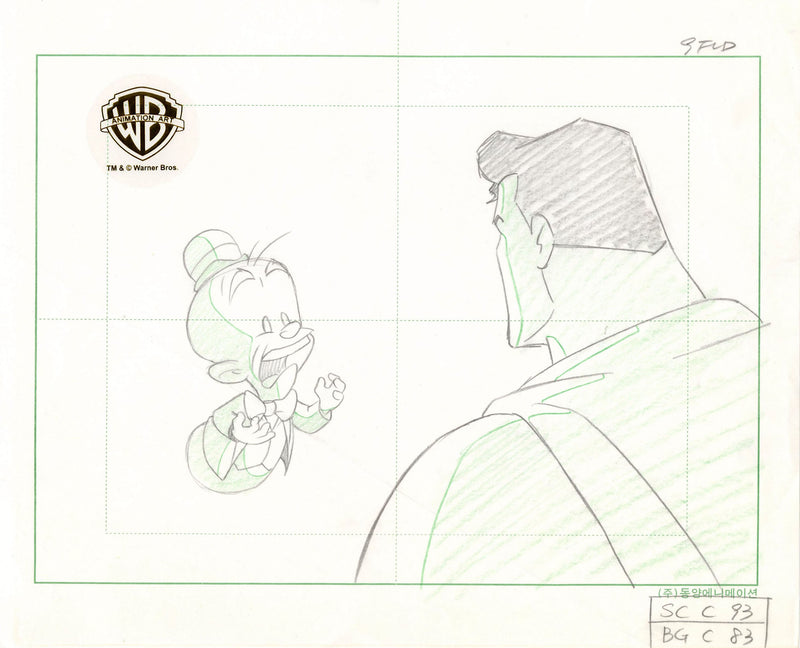 Superman The Animated Series Original Production Layout Drawing: Superman, Mr. Mxyzptlk