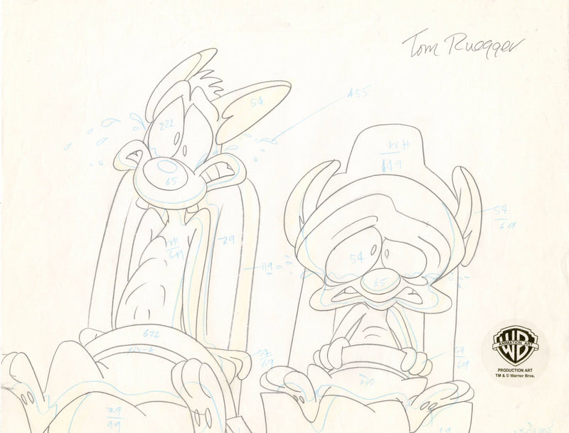 Pinky And The Brain Original Production Drawing Signed by Tom Ruegger: Pinky, Brain