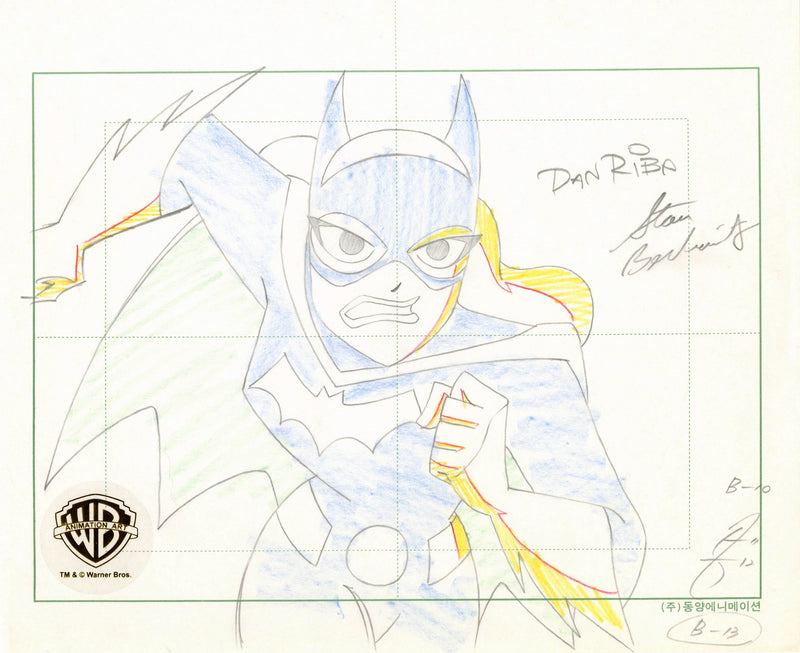 The New Batman Adventures Original Production Drawing Signed by Dan Riba and Stan Berkowitz: Batgirl