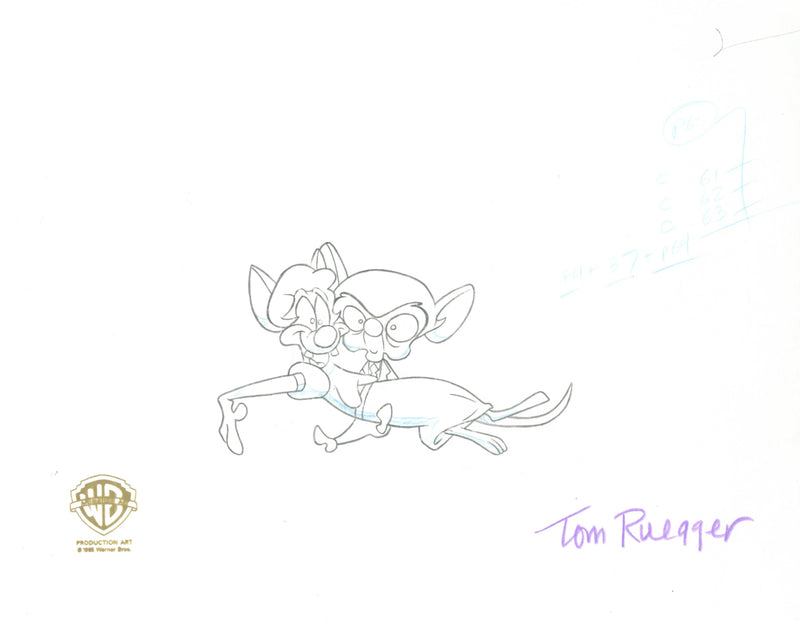Pinky And The Brain Original Production Drawing Signed by Tom Ruegger: Pinky and Brain