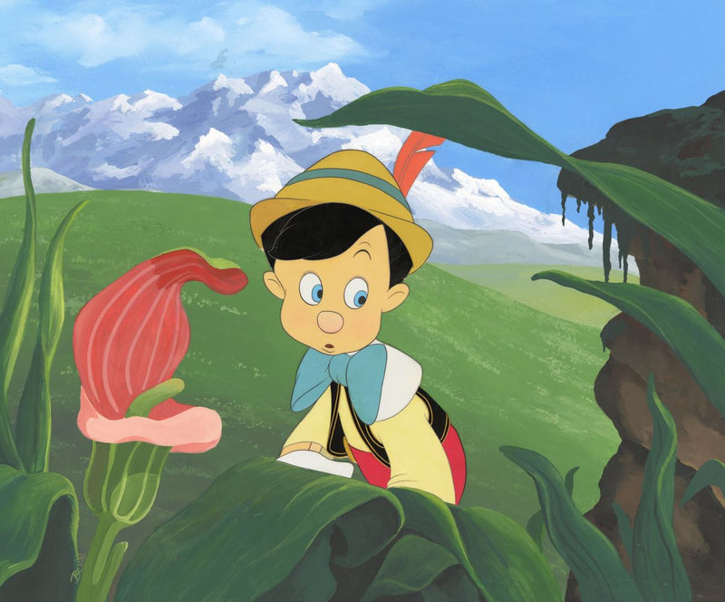 Pinocchio Original Production Cel on Hand-Painted Background: Pinocchio (Framed)